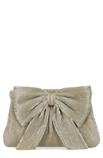 Jessica Mcclintock Vivienne Pleated Bow Clutch In Gold