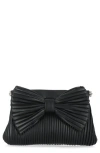 Jessica Mcclintock Vivienne Pleated Bow Faux Leather Clutch