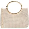 Jessica Mcclintock Zinia Crystal Mesh Ring Top Handle Bag In Honey