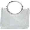 Jessica Mcclintock Zinia Crystal Mesh Ring Top Handle Bag In Irridescent Silver