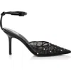Jessica Rich Amora Womens Mesh Pointed Toe Slingback Heels In Black