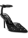 Jessica Rich Amora Womens Mesh Pointed Toe Slingback Heels In Black