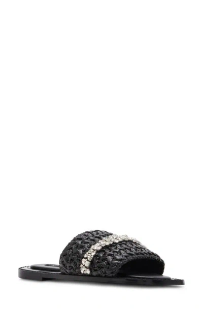 Jessica Rich By Steve Madden Starlight Slide Sandal In Black Raffia