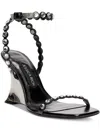 Jessica Rich Diamond Wedge Womens Slip On Open Toe Slingback Heels In Black