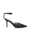 Jessica Rich Amora Womens Mesh Pointed Toe Slingback Heels In Black