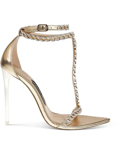 Jessica Rich Womens Sparkle And Shine Stiletto T-strap Sandals In Gold