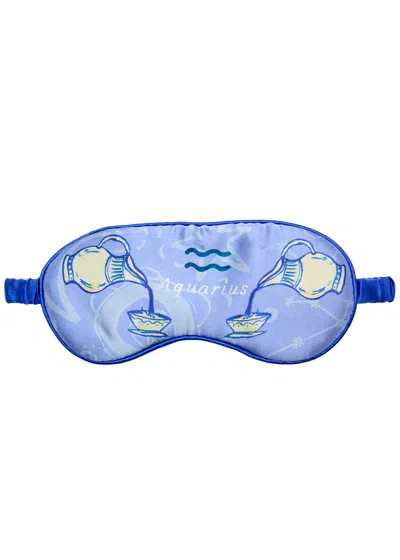 Jessica Russell Flint Aquarius Printed Silk-satin Eye Mask In Blue
