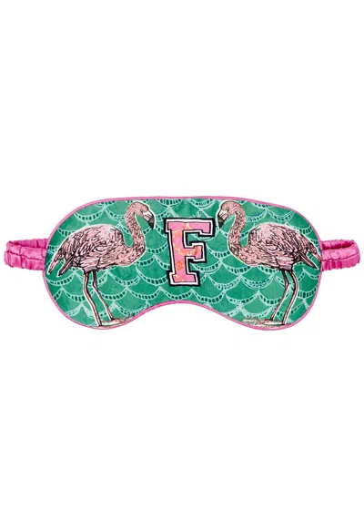 Jessica Russell Flint F Is For Flamingo Silk Eye Mask In Green