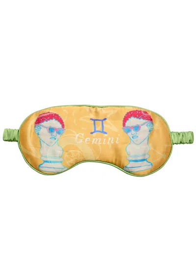 Jessica Russell Flint Gemini Printed Silk-satin Eye Mask In Yellow