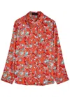 Jessica Russell Flint Golden Goose Stretch-silk Pyjama Shirt In Red