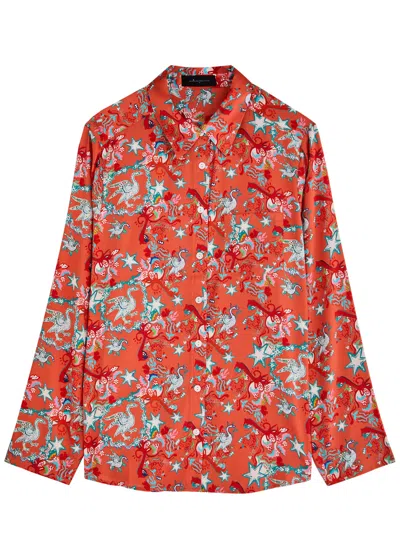 Jessica Russell Flint Golden Goose Stretch-silk Pyjama Shirt In Red