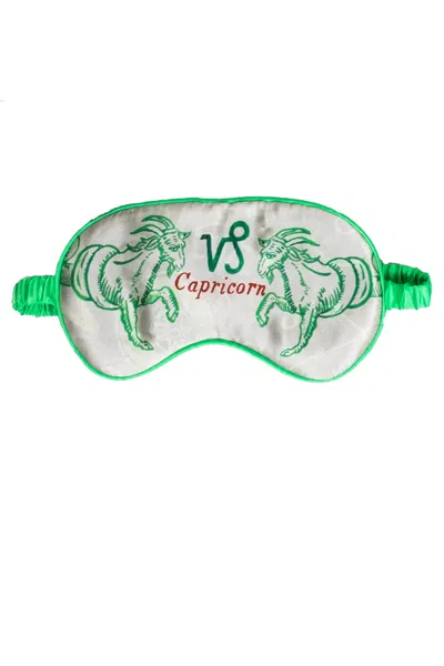 Jessica Russell Flint Neutrals / Green Silk Eye Mask Capricorn
