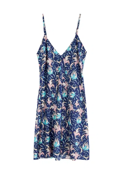 Jessica Russell Flint Pegasus Stretch-silk Chemise In Blue