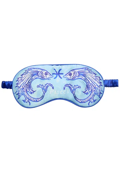 Jessica Russell Flint Pisces Printed Silk-satin Eye Mask In Blue
