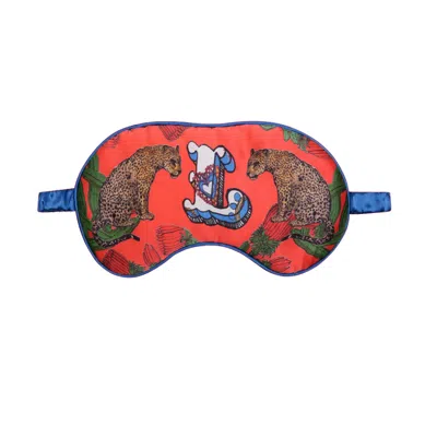 Jessica Russell Flint Red L For Leopards - Silk Eye Mask