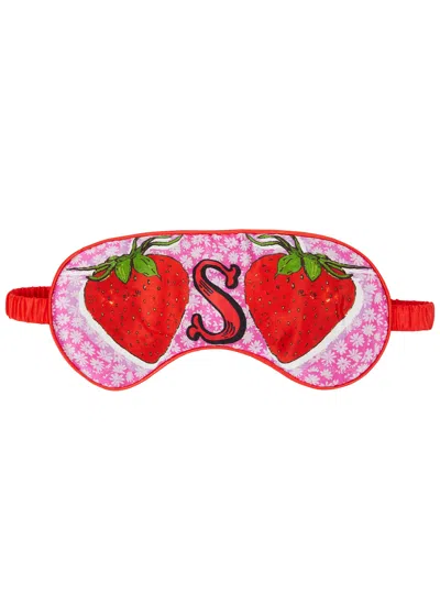 Jessica Russell Flint S Is For Strawberries Silk Eye Mask In Pink