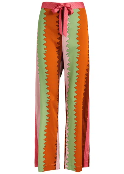Jessica Russell Flint Sabina Printed Stretch-silk Pyjama Trousers In Pink