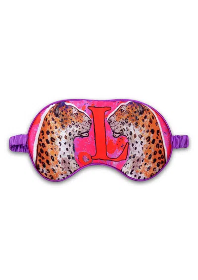 Jessica Russell Flint Silk Eye Mask / "l For Leopard" In Purple