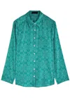 Jessica Russell Flint Teal Stars Stretch-silk Pyjama Shirt In Teal