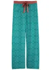 Jessica Russell Flint Teal Stars Stretch-silk Pyjama Trousers In Teal