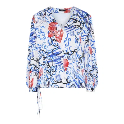 Jessica Russell Flint Women's Adjustable V Neck Blouse - St Ives In Blue