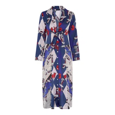 Jessica Russell Flint Women's Blue Tie Front Midi Dress - Eagle Fields