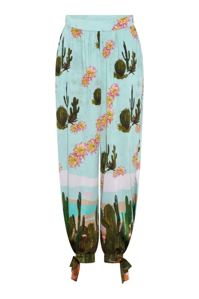 Jessica Russell Flint Women's Green Cuffed Trouser - Desert Drift In Multi