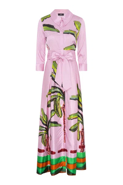 Jessica Russell Flint Women's Pink Belted Maxi Shirt Dress - Kumulau