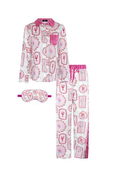 Jessica Russell Flint Women's Pink Pyjama & Eye Mask Set - The Hamptons