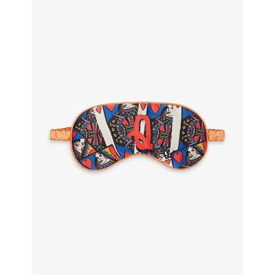Jessica Russell Womens Multi-coloured Q For Queen Patterned Silk Sleep Mask