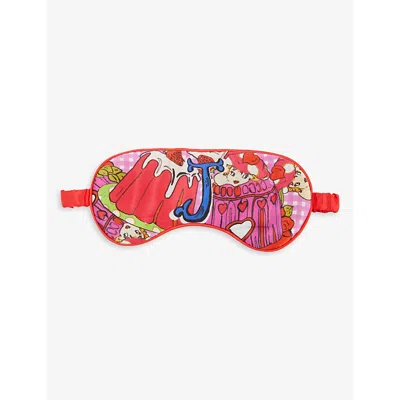 Jessica Russell J For Jelly Patterned Silk Sleep Mask In Multi-coloured