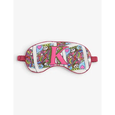 Jessica Russell Womens Multi-coloured K For King Patterned Silk Sleep Mask
