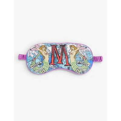 Jessica Russell Womens Multi-coloured M For Mermaids Patterned Silk Sleep Mask