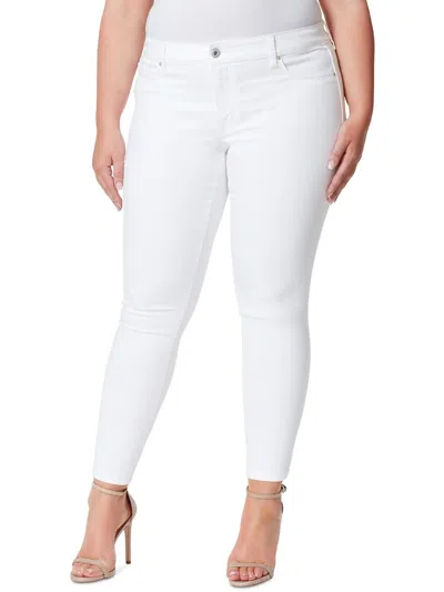 Jessica Sanders Plus Womens Stretch Denim Skinny Jeans In White