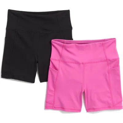 Jessica Simpson 2-pack Performance Pocket Bike Shorts In Black/violet Rose