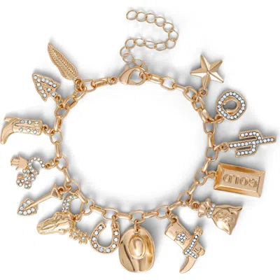 Jessica Simpson 20th Anniversary Mixed Charm Bracelet In Gold