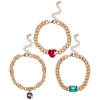 Jessica Simpson 3-piece Chunky Gemstone Chain Bracelet Set In Gold