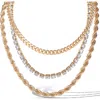 Jessica Simpson 3-piece Twisted Chain Link Necklace Set In Gold