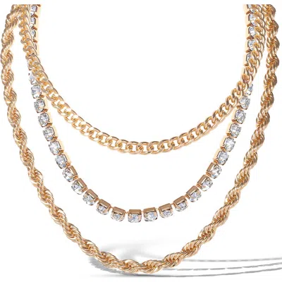 Jessica Simpson 3-piece Twisted Chain Link Necklace Set In Gold