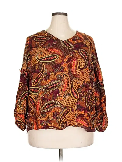 Pre-owned Jessica Simpson 3/4 Sleeve Blouse In Brown