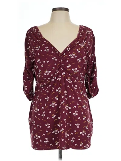 Pre-owned Jessica Simpson 3/4 Sleeve Blouse In Burgundy