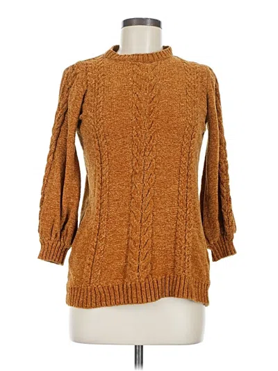 Pre-owned Jessica Simpson 3/4 Sleeve Top Brown Turtleneck Tops