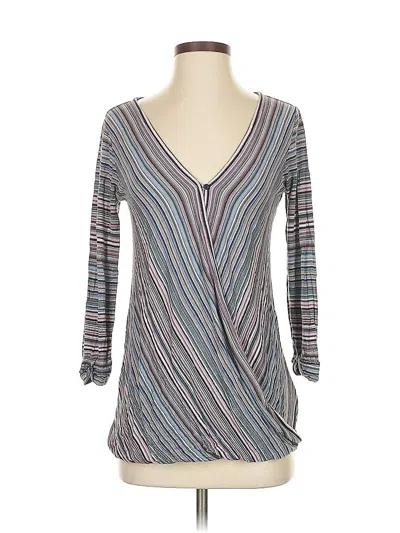 Pre-owned Jessica Simpson 3/4 Sleeve Top Gray Plunge Neckline Tops