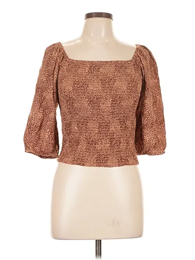 Pre-owned Jessica Simpson 3/4 Sleeve T-shirt In Brown