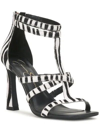 Jessica Simpson Aaralyn Womens Calf Hair T-strap Heels In Multi