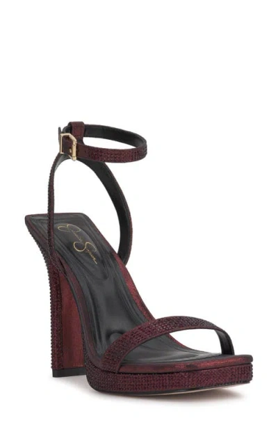 Jessica Simpson Adonia Ankle Strap Platform Sandal In Oxblood Shimmer