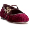 Jessica Simpson Allista Mary Jane Flat In Oxblood Crushed Velvet