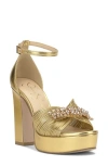 Jessica Simpson Anissia Ankle Strap Platform Pump In Gold Metallic