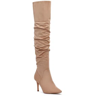 Jessica Simpson Anitah Womens Faux Suede Heels Over-the-knee Boots In Neutral