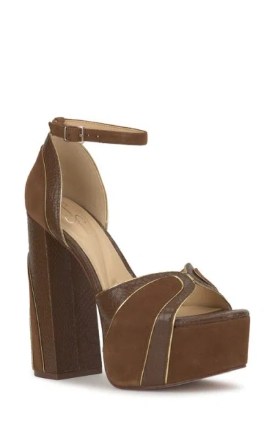Jessica Simpson Avele Ankle Strap Block Heel Platform Sandal In Brown